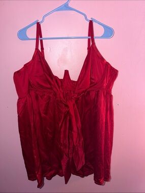 Red Satin Chemise Slip - Torrid Bow Nightgown